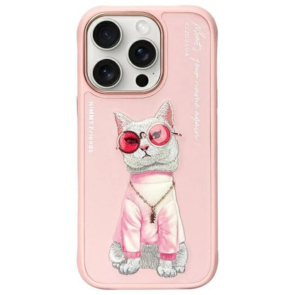 Nimmy Glasses Cool Cat Case for iPhone 16 Pro - Pink_0