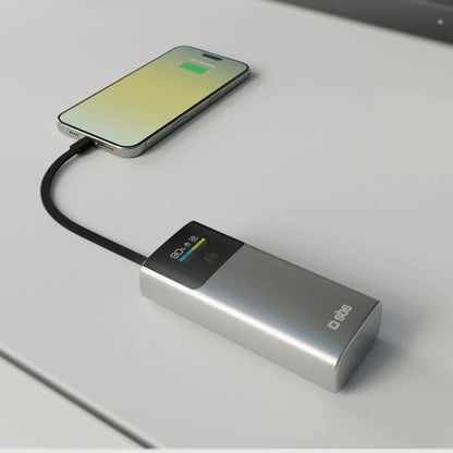 SBS 10000mAh PD 20W Powerbank with LCD Display and Built-in USB-C Cable - Gray_7