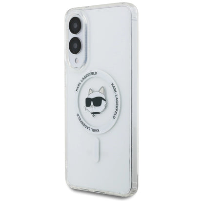 Karl Lagerfeld Button Choupette Head Printed Logo MagSafe Case for Samsung Galaxy S25 Edge - White_1
