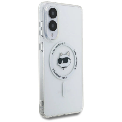 Karl Lagerfeld Button Choupette Head Printed Logo MagSafe Case for Samsung Galaxy S25 Edge - White_3