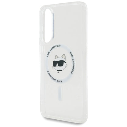 Karl Lagerfeld Button Choupette Head Printed Logo MagSafe Case for Samsung Galaxy S25 Edge - White_5