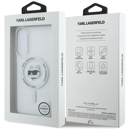Karl Lagerfeld Button Choupette Head Printed Logo MagSafe Case for Samsung Galaxy S25 Edge - White_7