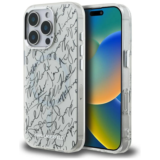 Karl Lagerfeld IML Karl Script Pattern MagSafe Case for iPhone 16 Pro - White_0