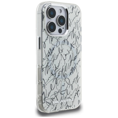 Karl Lagerfeld IML Karl Script Pattern MagSafe Case for iPhone 16 Pro - White_3