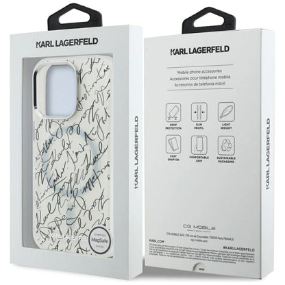Karl Lagerfeld IML Karl Script Pattern MagSafe Case for iPhone 16 Pro - White_7