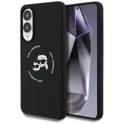 Karl Lagerfeld Silicone nauble Heads And Circle MagSafe case for Samsung Galaxy S25 Edge - black_0