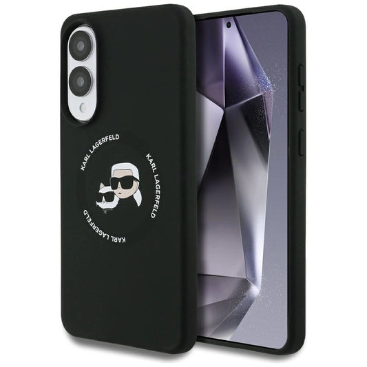 Karl Lagerfeld Silicone nauble Heads And Circle MagSafe case for Samsung Galaxy S25 Edge - black_0