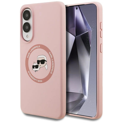 Karl Lagerfeld Silicone Nauble Heads And Circle MagSafe Case for Samsung Galaxy S25 Edge - Pink_0