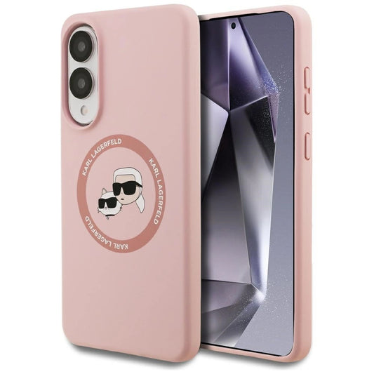 Karl Lagerfeld Silicone Nauble Heads And Circle MagSafe Case for Samsung Galaxy S25 Edge - Pink_0