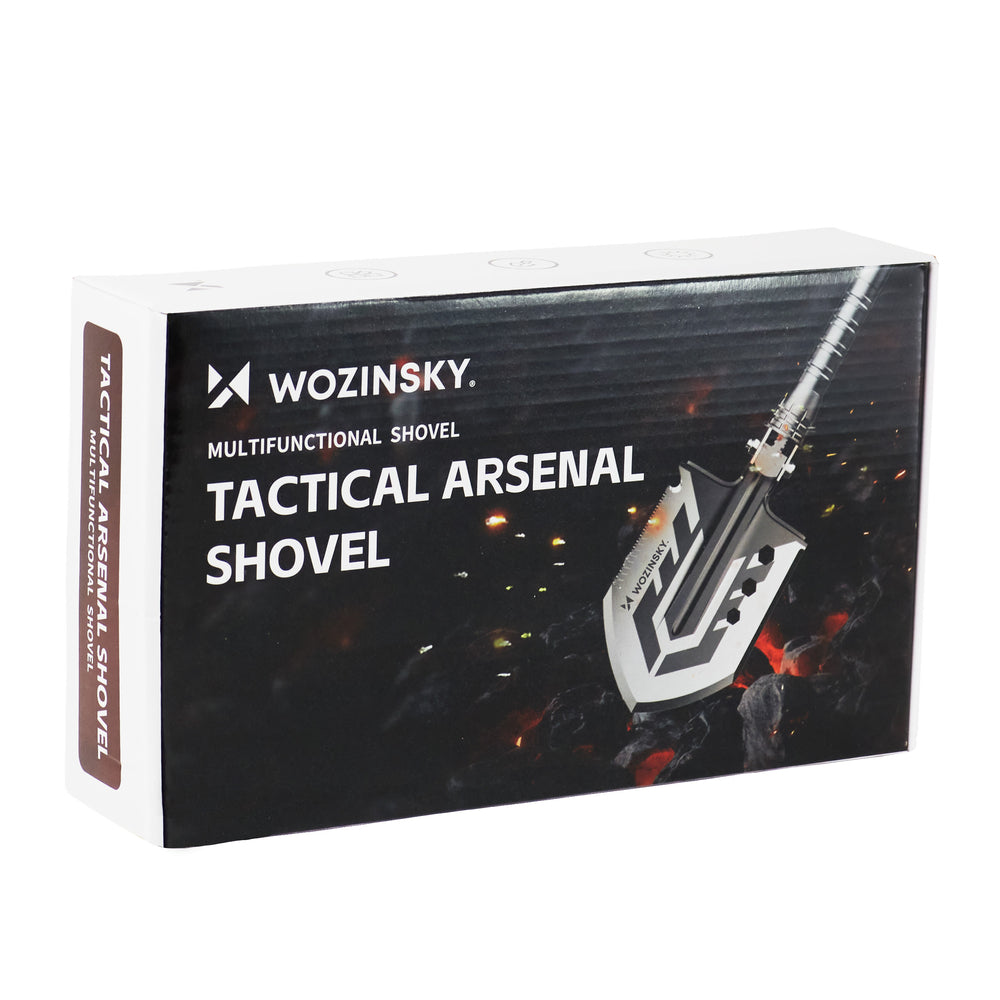 Wozinsky WSS-211 survival bushcraft shovel multifunctional knife breaker flint whistle harpoon 21 in 1 - gray_4