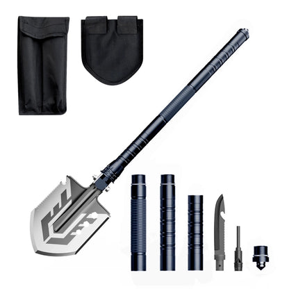 Wozinsky WSS-211 survival bushcraft shovel multifunctional knife breaker flint whistle harpoon 21 in 1 - gray_0