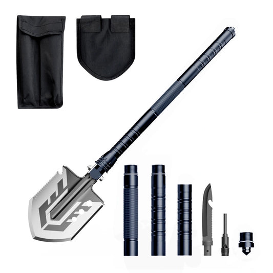 Wozinsky WSS-211 survival bushcraft shovel multifunctional knife breaker flint whistle harpoon 21 in 1 - gray_0