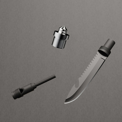 Wozinsky WSS-211 survival bushcraft shovel multifunctional knife breaker flint whistle harpoon 21 in 1 - gray_9