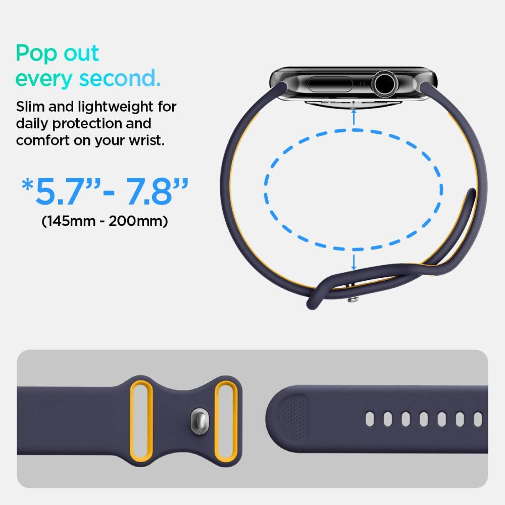 Spigen Nano Pop Strap for Apple Watch 44 / 45 / 46 / 49 mm - Navy Blue and Yellow_8