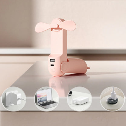 Jisulife Handheld Fan Life8 Plus Portable USB Fan with Power Bank Function 4500mAh and Flashlight - Pink_8
