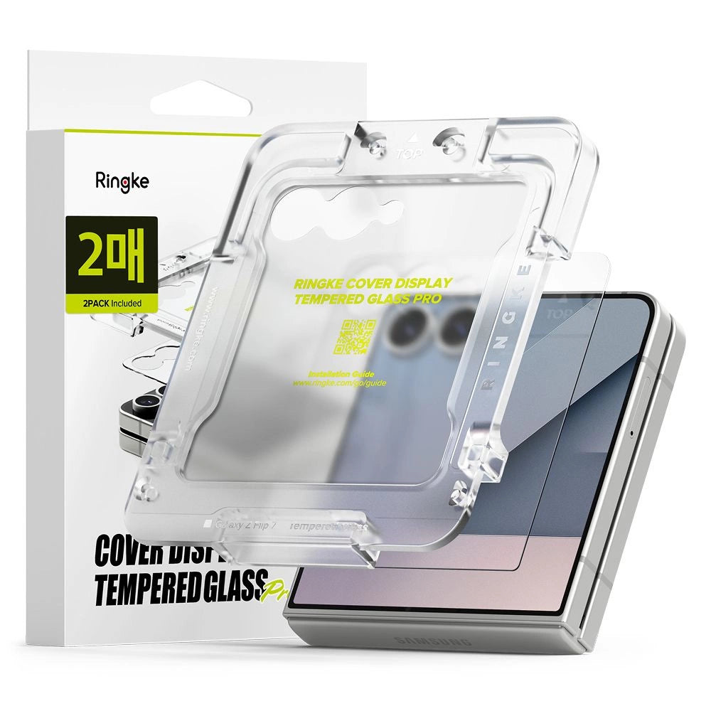 Ringke Cover Display Easy Slide Tempered Glass 2-pack for Samsung Galaxy Z Flip 7 - Transparent_0