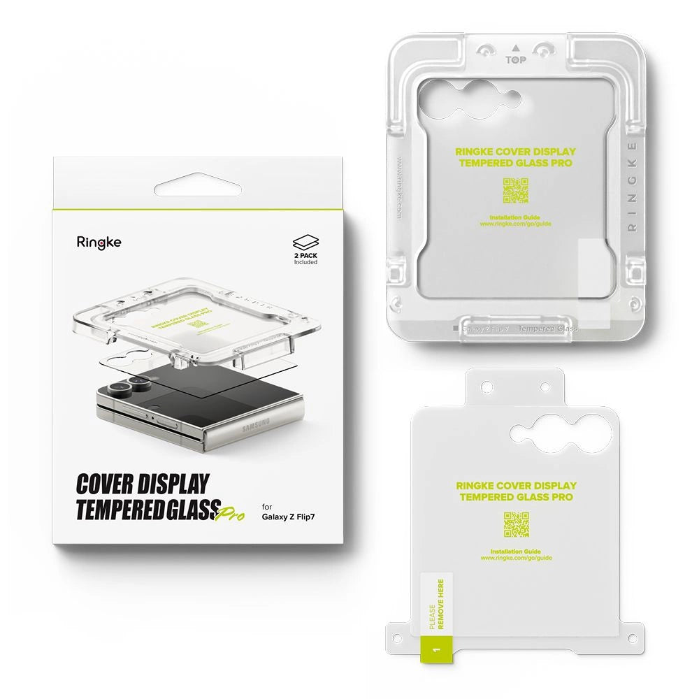 Ringke Cover Display Easy Slide Tempered Glass 2-pack for Samsung Galaxy Z Flip 7 - Transparent_8