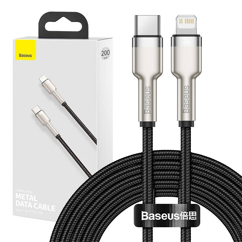 USB-C cable for Lightning Baseus Cafule, PD, 20W, 2m (black)_0