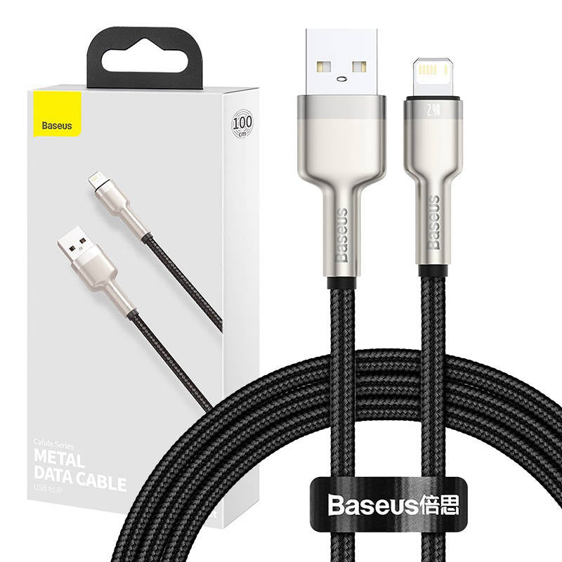 USB cable for Lightning Baseus Cafule, 2.4A, 1m (black)_0