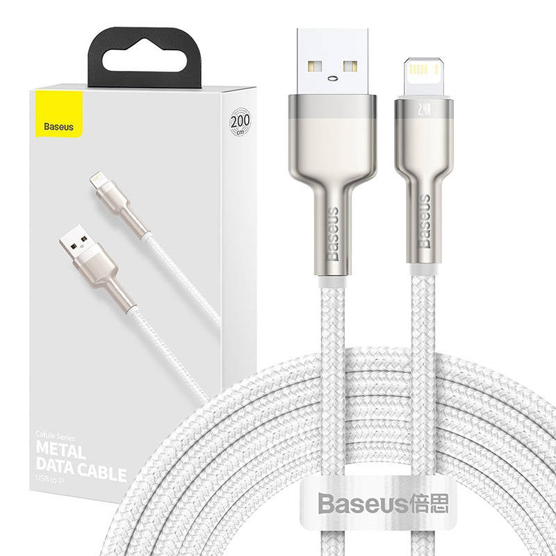 USB cable for Lightning Baseus Cafule, 2.4A, 2m (white)_0