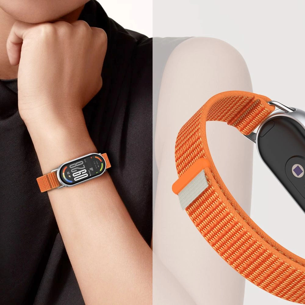 Tech-Protect Nylon Pro Strap for Xiaomi Smart Band 8/9/10/NFC - Black and Orange_2