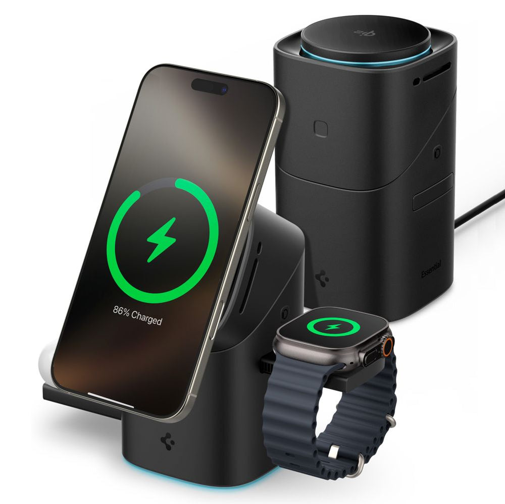 Spigen Essential EF223MS 3-in-1 QI2 Wireless Charger - Black_0