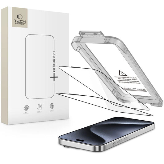 Tech-Protect Quick Set+ 2-pack tempered glass for iPhone 15 Pro - black_0