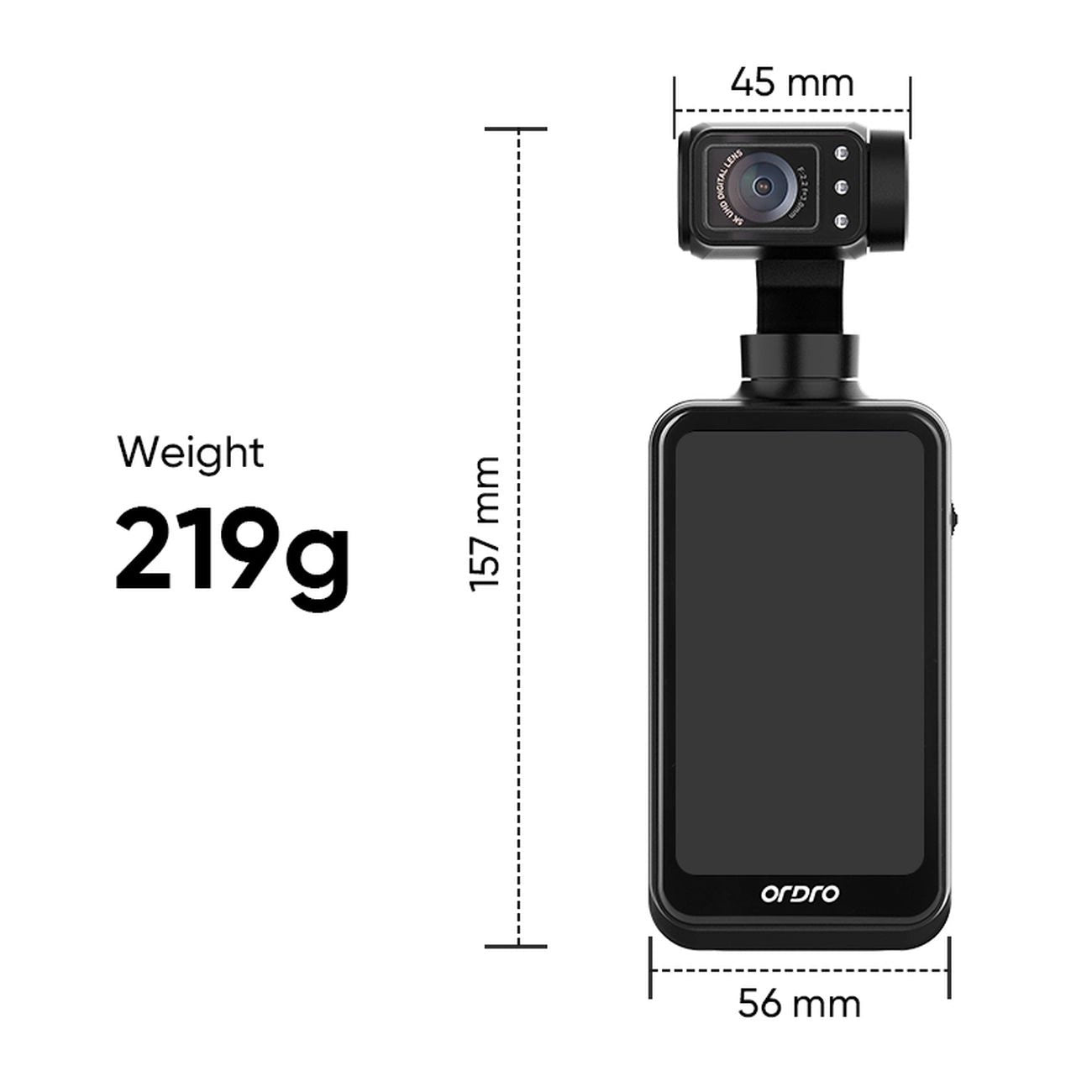 Ordro Pocket M5 3-Axis Gimbal Camera, 5K, for Vlogging and YouTube – Black_15