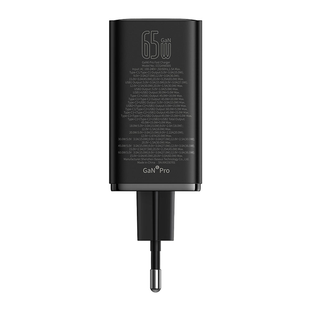 Carregador Baseus GaN6 Pro 65W EU inkl. Ladekabel 1m / Preto / P10162701113-00_2