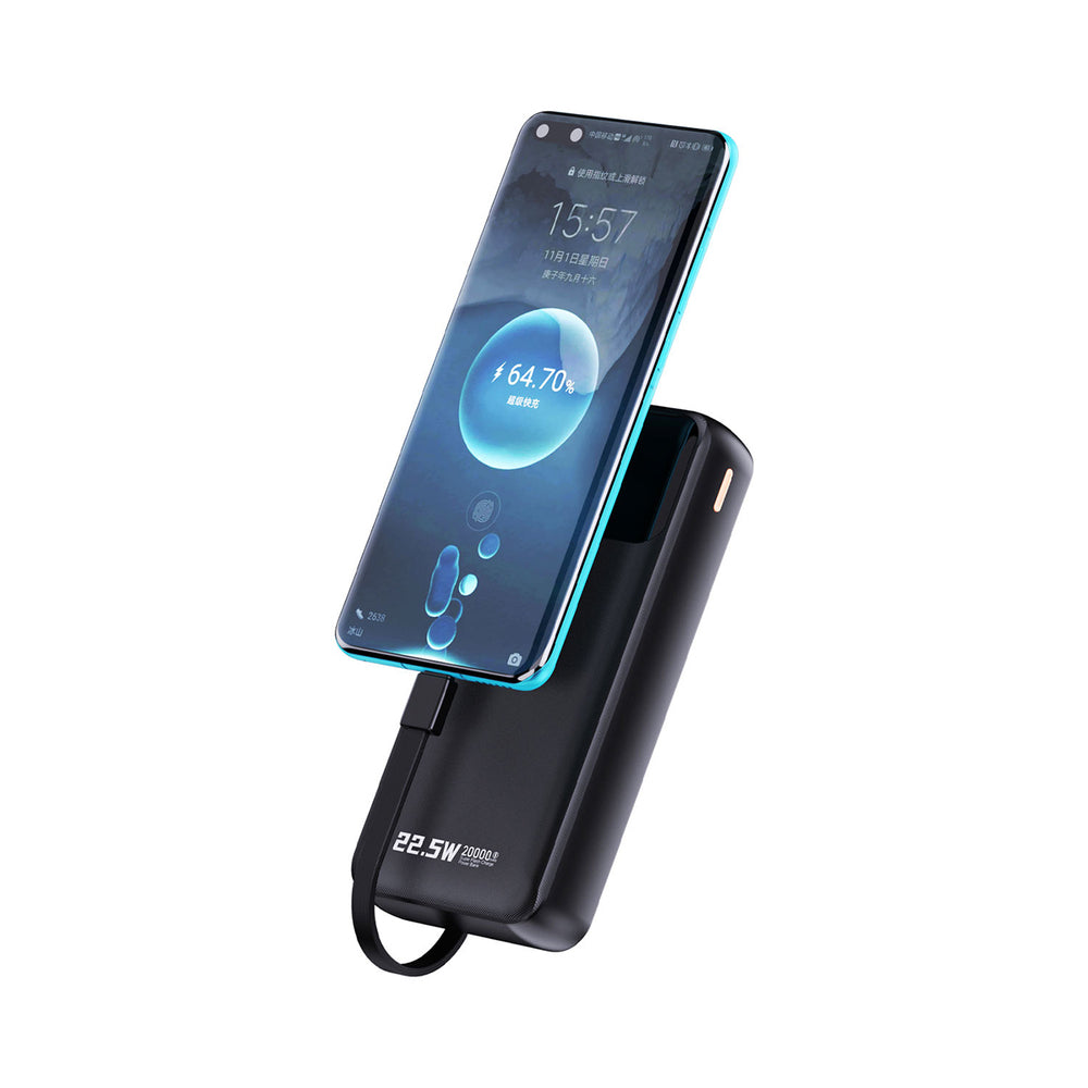 Dudao K15Pro Power Bank 20000mAh 22.5W PD USB-C / USB-A / Built-in Lightning and USB-C Cables - Black_3