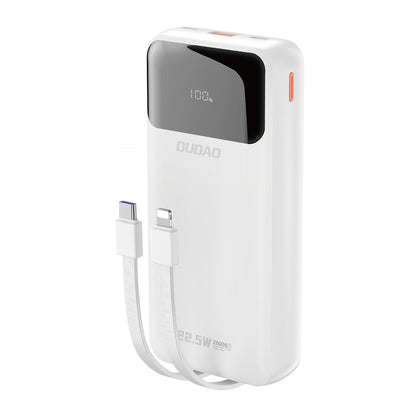 Dudao K15Pro Power Bank 20000mAh 22.5W PD USB-C / USB-A / Built-in Lightning and USB-C Cables - White_0