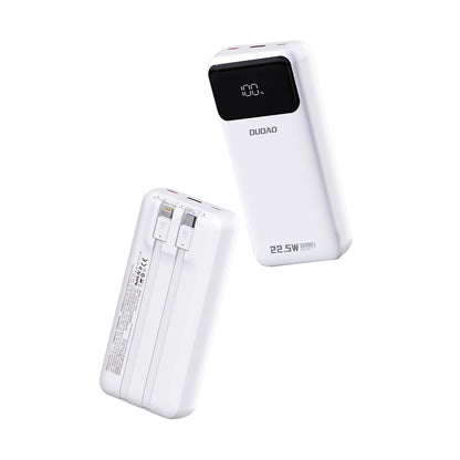 Dudao K15Pro Power Bank 20000mAh 22.5W PD USB-C / USB-A / Built-in Lightning and USB-C Cables - White_1