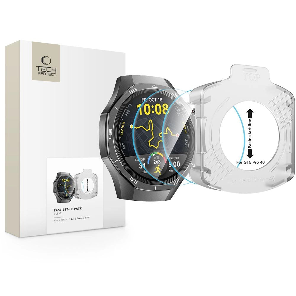 Tech-Protect Easy Set+ 2-pack tempered glass for Huawei Watch GT 5 Pro 46 mm - transparent_0