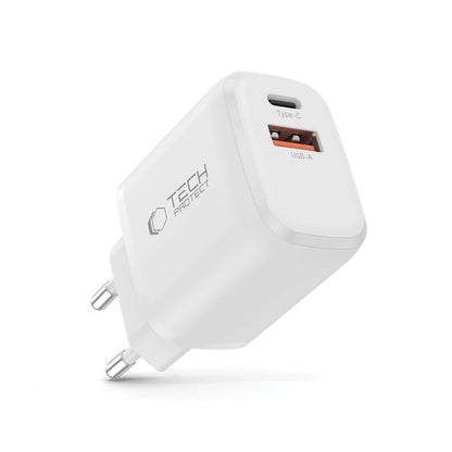 Tech-Protect NCA20 PD 20W QC3.0 USB-A / USB-C Wall Charger - White_1