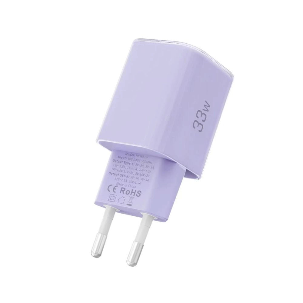 Tech-Protect NCM33 PD 33W QC3.0 USB-C / USB-C Wall Charger - Purple_3