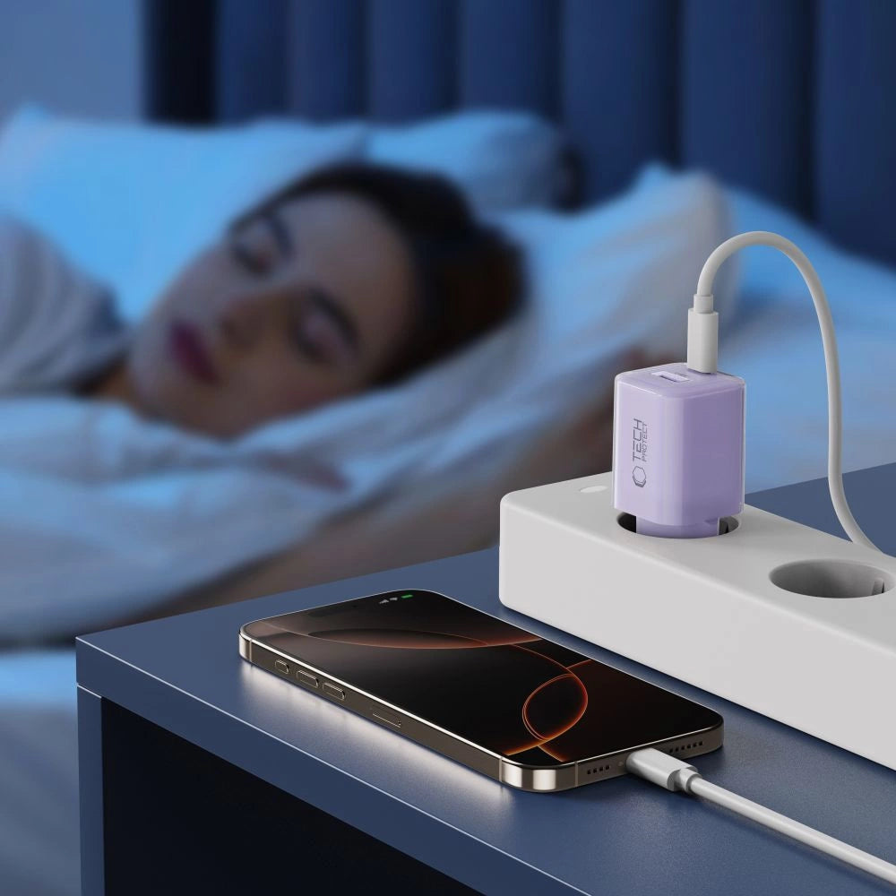 Tech-Protect NCM33 PD 33W QC3.0 USB-C / USB-C Wall Charger - Purple_6