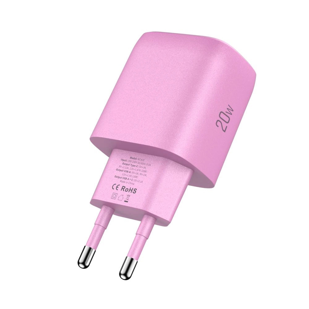 Tech-Protect NCA20 PD 20W QC3.0 USB-A / USB-C Wall Charger - Pink_3
