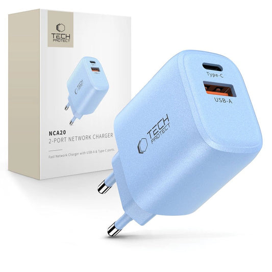 Tech-Protect NCA20 PD 20W QC3.0 USB-A / USB-C Wall Charger - Blue_0