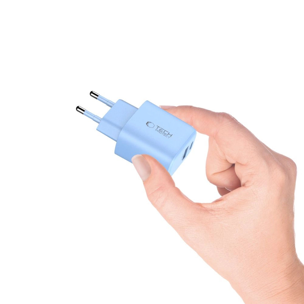 Tech-Protect NCA30 PD 30W QC3.0 USB-A / USB-C Wall Charger - Blue_4