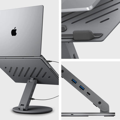 Spigen LD204H Stand + Hub 6-in-1 - Gray_2