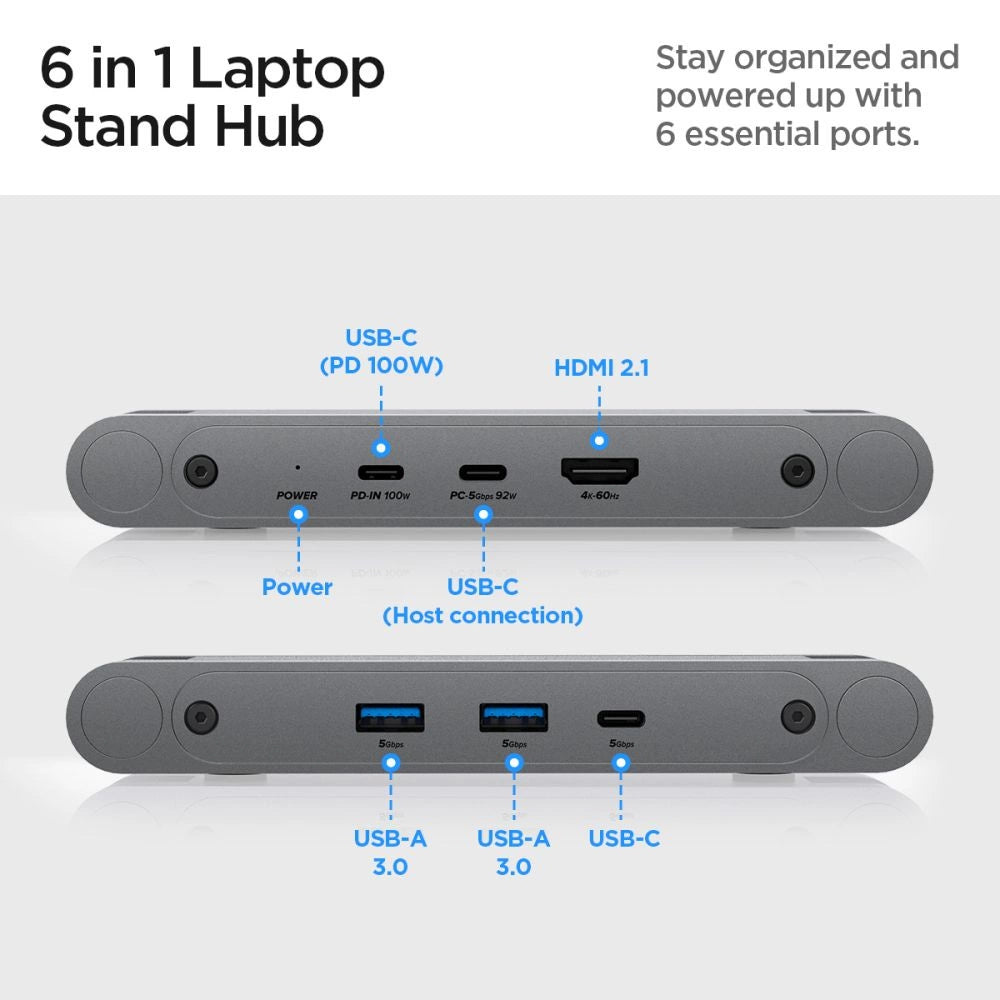 Spigen LD204H Stand + Hub 6-in-1 - Gray_3