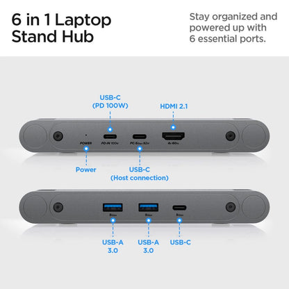 Spigen LD204H Stand + Hub 6-in-1 - Gray_3