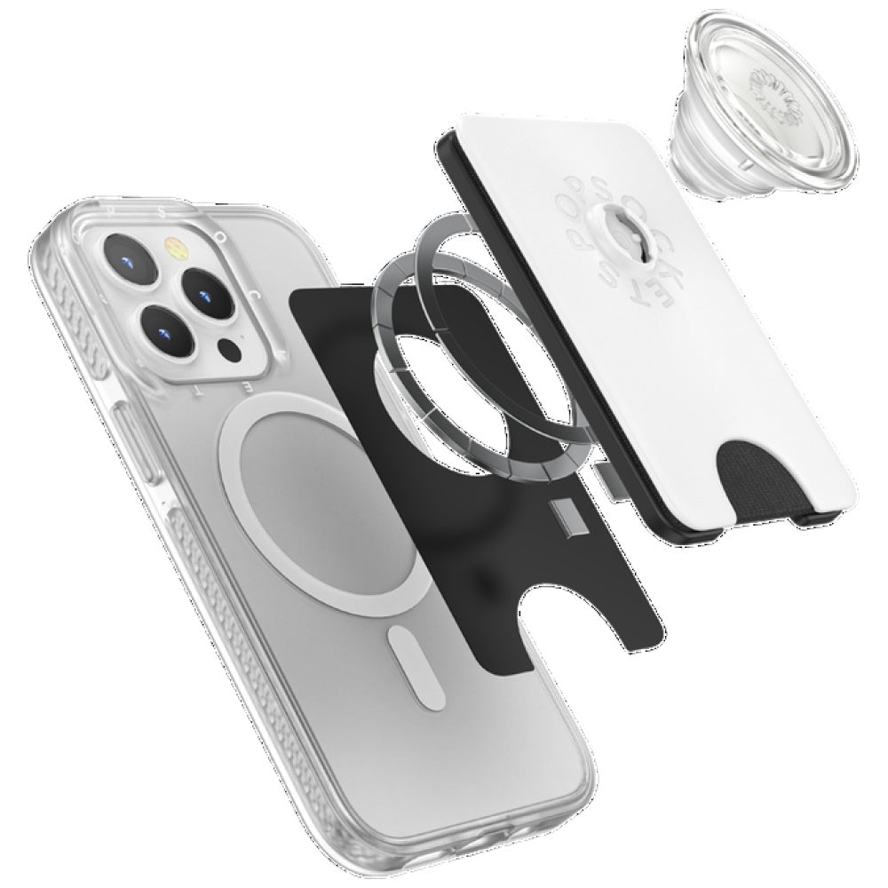 Popsockets PopWallet+ PopGrip PW+ MS G2 MagSafe Wallet Phone Holder and Stand, White and Transparent_6