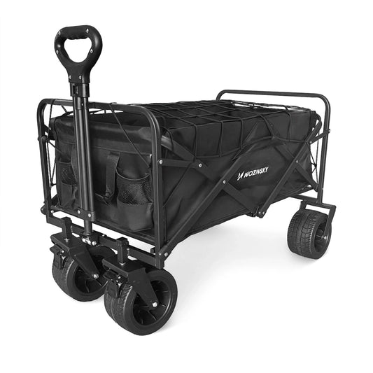 Wozinsky WZP-100 beach, tourist, garden trolley, durable, wide wheels, with safety net up to 100 kg - black_0
