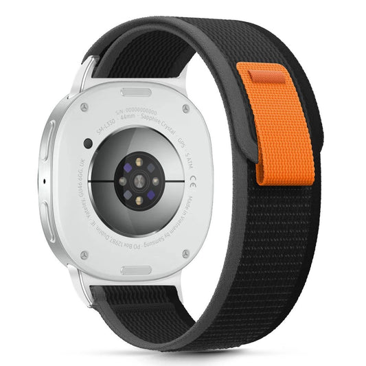Tech-Protect Nylon Stripe Strap for Samsung Galaxy Watch 40/44/46 mm - Black and Orange_0