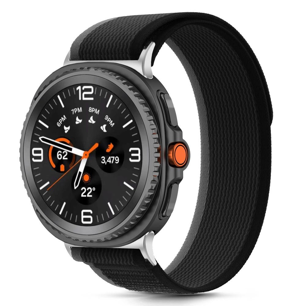 Tech-Protect Nylon Stripe Strap for Samsung Galaxy Watch 40/44/46 mm - Black and Orange_2