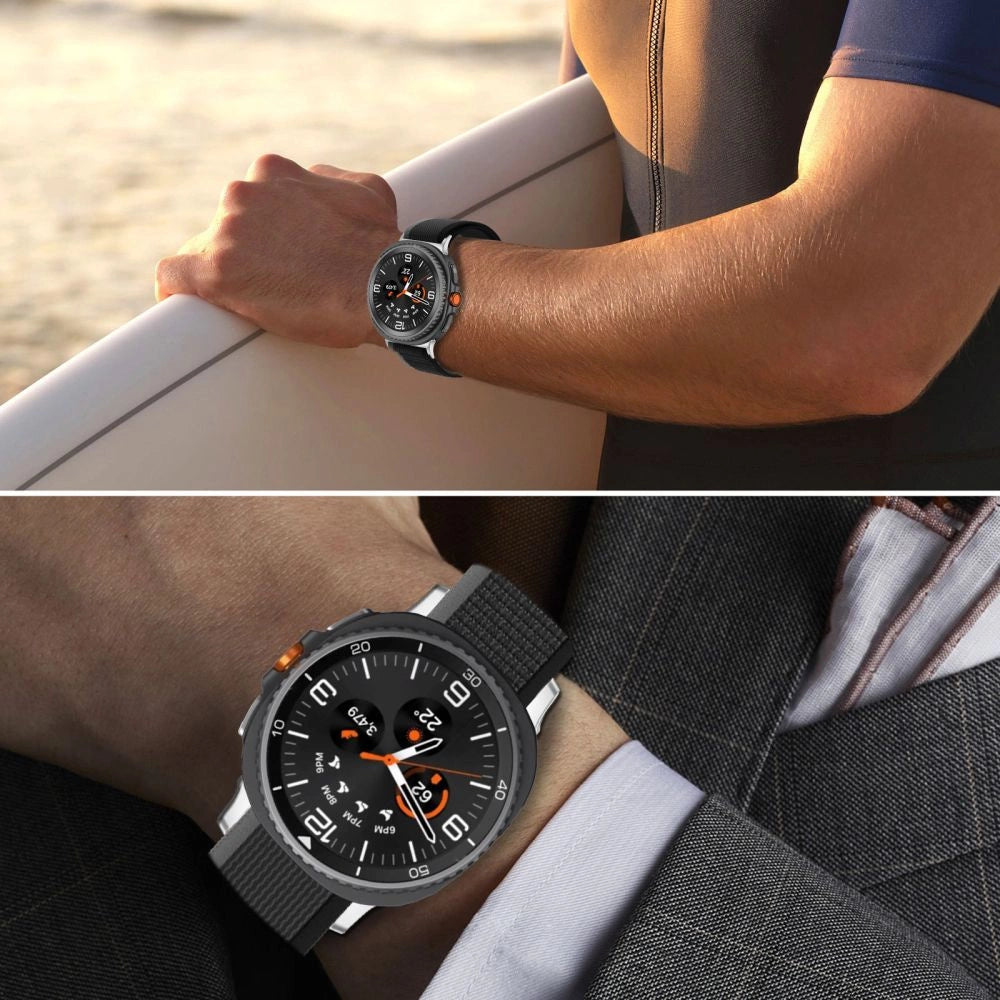 Tech-Protect Nylon Stripe Strap for Samsung Galaxy Watch 40/44/46 mm - Black and Orange_6