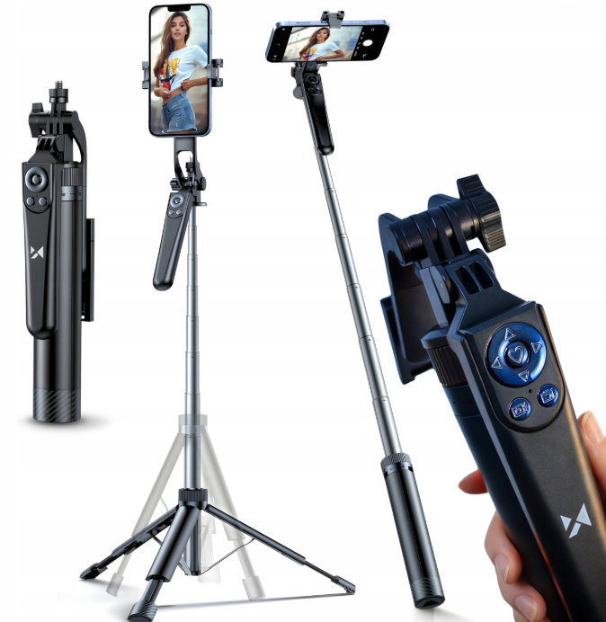 Selfie stick Wozinsky WC1Y70S telescopic tripod 1.7m with phone holder - black_12