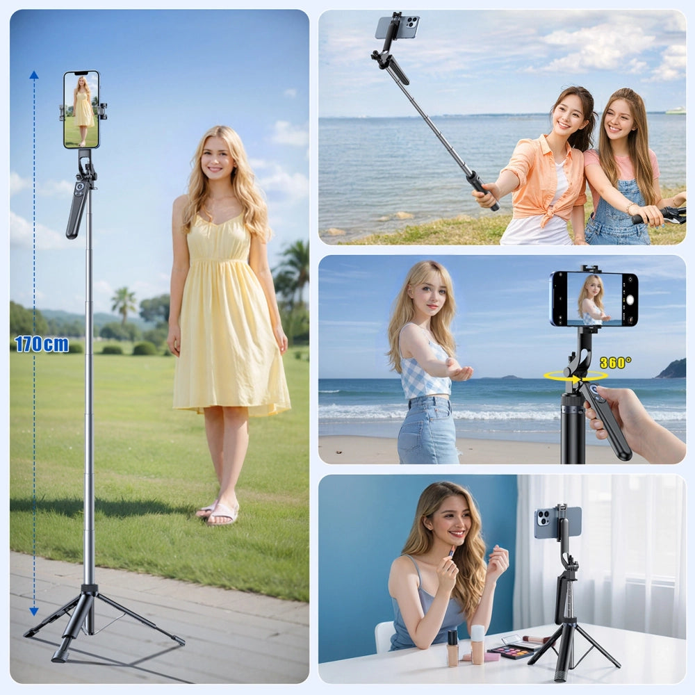 Selfie stick Wozinsky WC1Y70S telescopic tripod 1.7m with phone holder - black_10