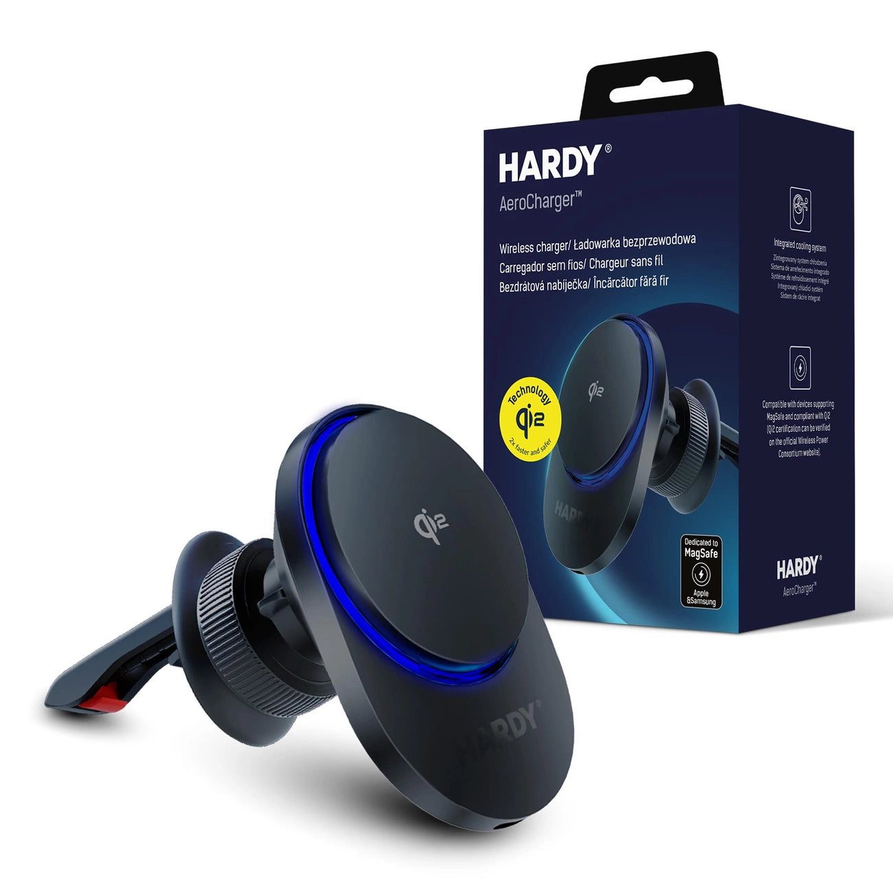 3mk Hardy AeroCharger Car Phone Holder with MagSafe 15W MPP Qi2 Inductive Charger - Black_0
